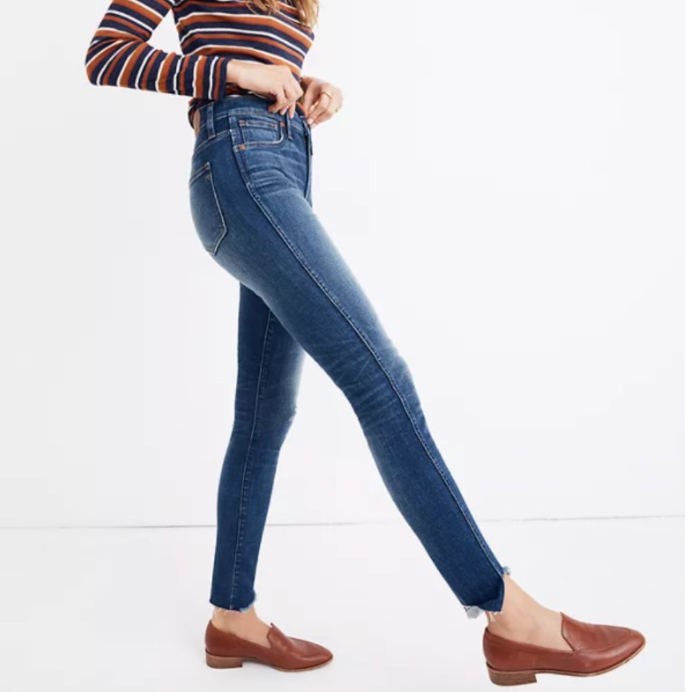 Madewell 10" High-Rise Skinny Jeans: Cutout Tulip Hem Edition Size 25